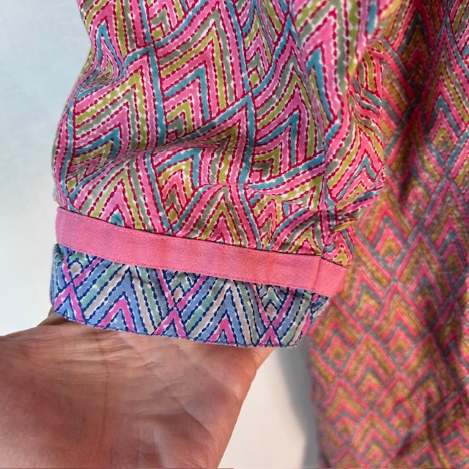 Bodhi Womens Nwot Multicolor Chevron Print V-Neck 3/4 Sleeve Tunic Top Size L — image 8 of 8